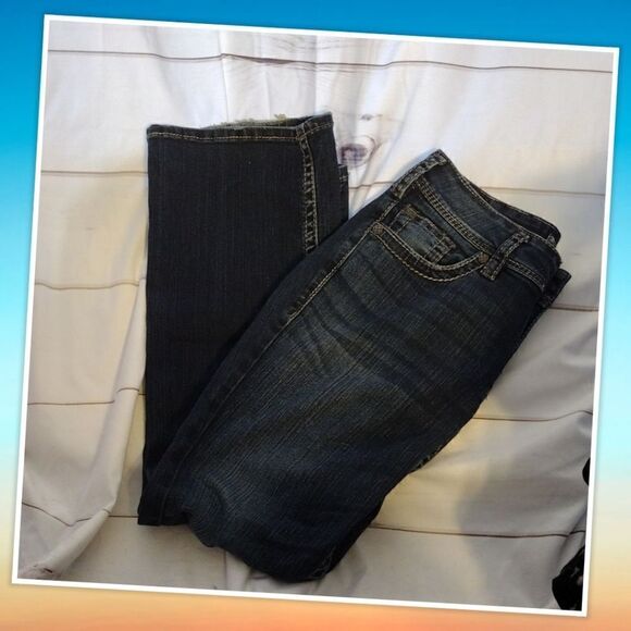 Silver Women's Suki Surplus Flap Pockets Boot Cut Stretch Size W28 L30 - Picture 2 of 7